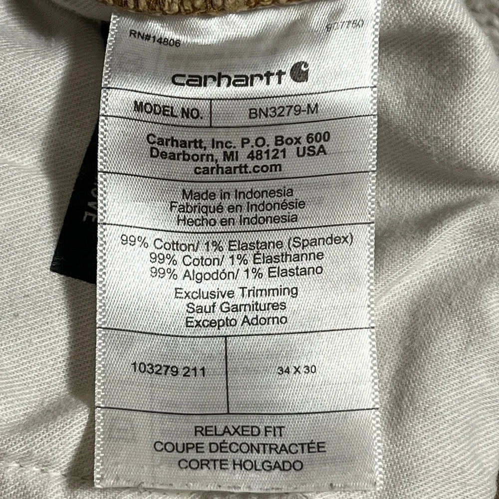 Carhartt Rugged Flex Relaxed Fit Duck Utility Work Pants Brown 34x30 BN3279-M